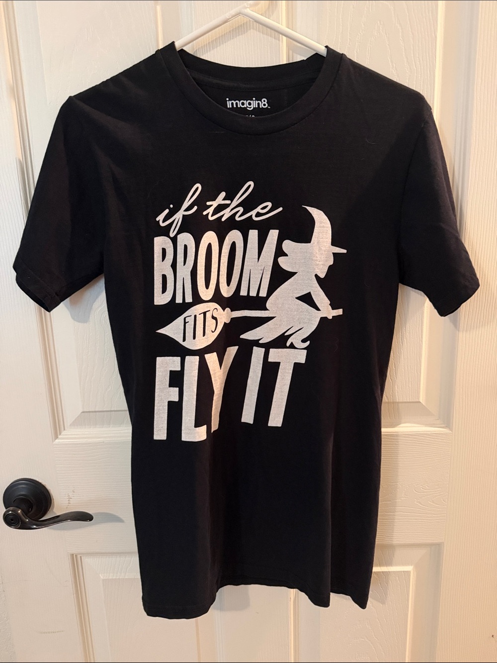 Women's Black Graphic Tee - If the Broom Fits Fly It